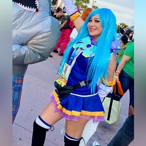 KonoSuba Aqua Goddess Anime Cosplay with wig